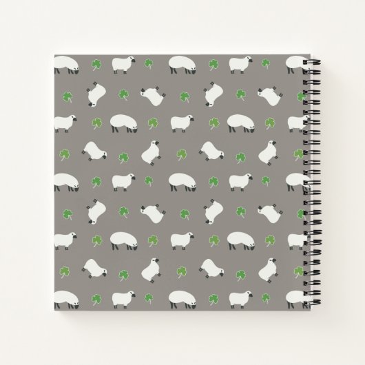 Irish Shamrock and Sheep Pattern Notitieboek (Achterkant)
