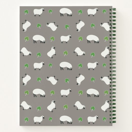 Irish Shamrock and Sheep Pattern Notitieboek (Achterkant)