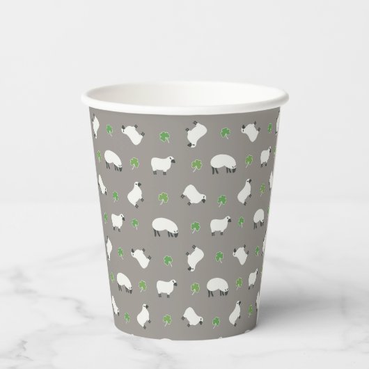 Irish Shamrock and Sheep Pattern Papieren Bekers (Achterkant)