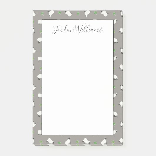 Irish Shamrock and Sheep Pattern Post-it® Notes (Voorkant)