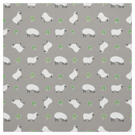 Irish Shamrock and Sheep Pattern Stof (Swatch)
