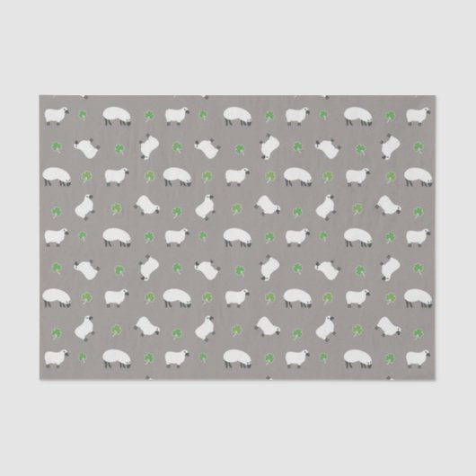 Irish Shamrock and Sheep Pattern Tissuepapier (Voorkant)