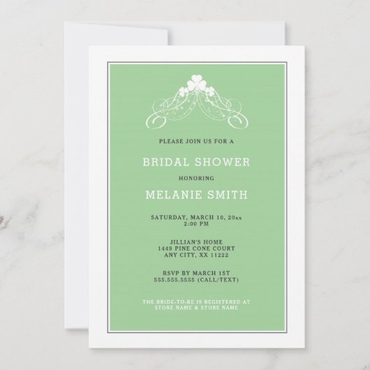Irish Shamrock Arch Bridal Shower Invitation 3991 Kaart (Voorkant)