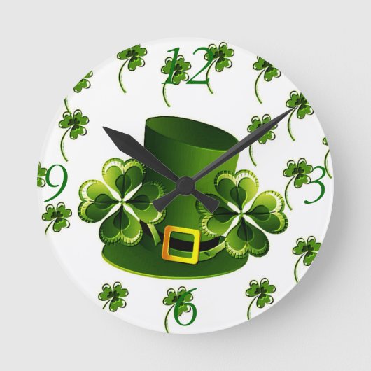 Irish Shamrock Art Ronde Klok (Voorkant)