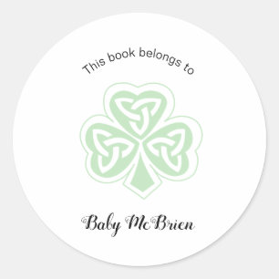 Irish Shamrock baby's eerste bibliotheek boekenpla Ronde Sticker
