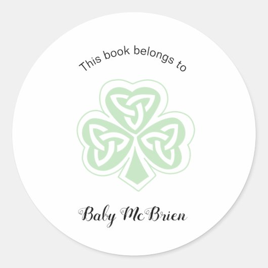 Irish Shamrock baby's eerste bibliotheek boekenpla Ronde Sticker (Voorkant)