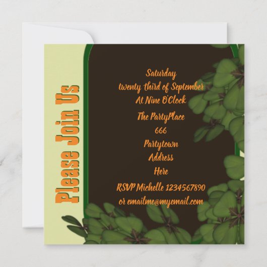 Irish shamrock bachelorette kaart (Achterkant)