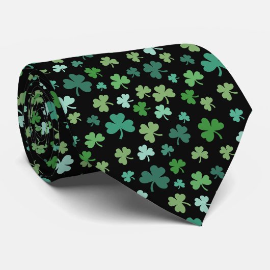 Irish Shamrock Black Stropdas (Opgerold)