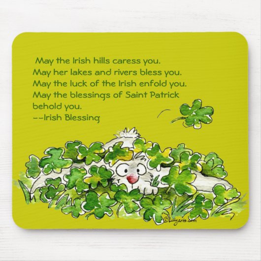 Irish Shamrock Blessing St. Patricks Day Mousepad Muismat (Voorkant)