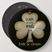 Irish Shamrock Bride and Groom Button - Gepersonal (Voorkant /achterkant)