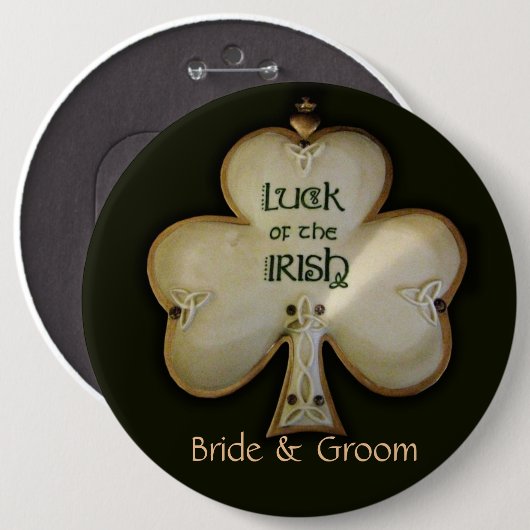 Irish Shamrock Bride and Groom Button - Gepersonal (Voorkant /achterkant)