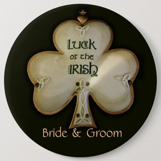Irish Shamrock Bride and Groom Button - Gepersonal (Voorkant)