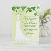 Irish shamrock, bruidsjurk Vrijgezellenfeest Kaart (Staand voorkant)