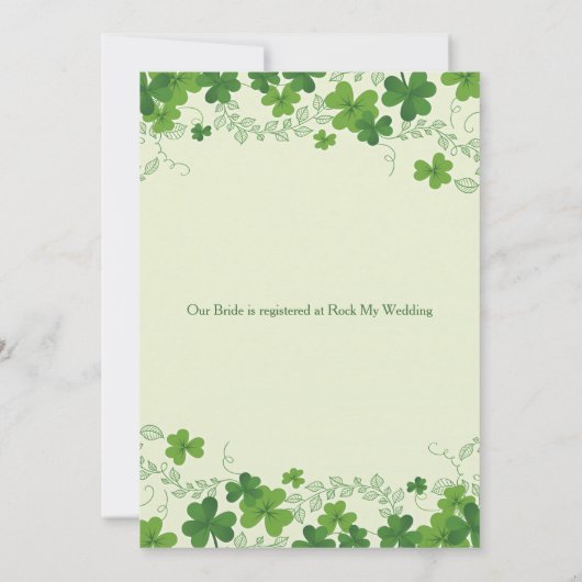 Irish shamrock, bruidsjurk Vrijgezellenfeest Kaart (Achterkant)