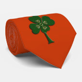 Irish Shamrock Celtic Clover Oranje Mode Series Stropdas (Opgerold)