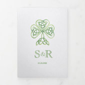 Irish Shamrock & Celtic Knot, RSVP, Eco Wedding Drieluik Uitnodiging