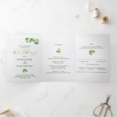 Irish Shamrock & Celtic Knot, RSVP, Eco Wedding Drieluik Uitnodiging (Binnen)