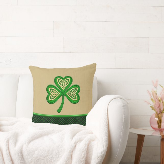 Irish Shamrock Celtic Knots St Patrick Kussen (Bank)