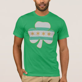 Irish Shamrock Chicago Flag Kelly Green T Shirt