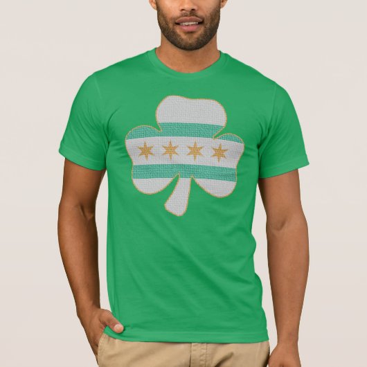 Irish Shamrock Chicago Flag Kelly Green T Shirt (Voorkant)