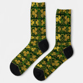 Irish Shamrock - Clover Gold en Green Patroon Sock Sokken (Links)