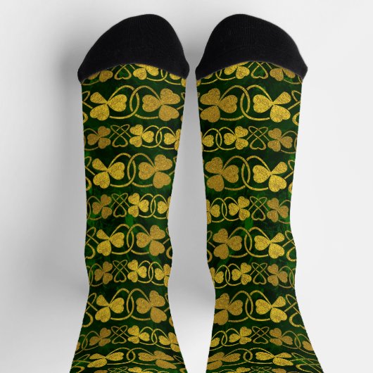 Irish Shamrock - Clover Gold en Green Patroon Sock Sokken (Top)
