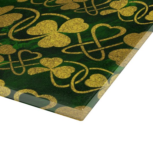 Irish Shamrock - Clover Gold en groen patroon Snijplank (Hoek)