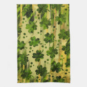 Irish Shamrock - Clover Painted Gold en Green Theedoek (Verticaal)