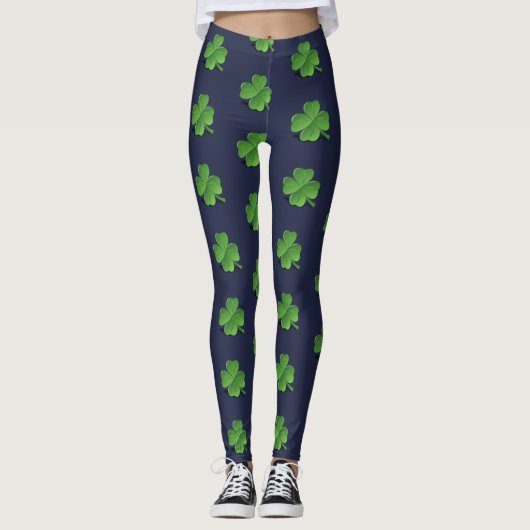 Irish Shamrock Clover Pattern St. Patrick's Day Leggings (Voorkant)