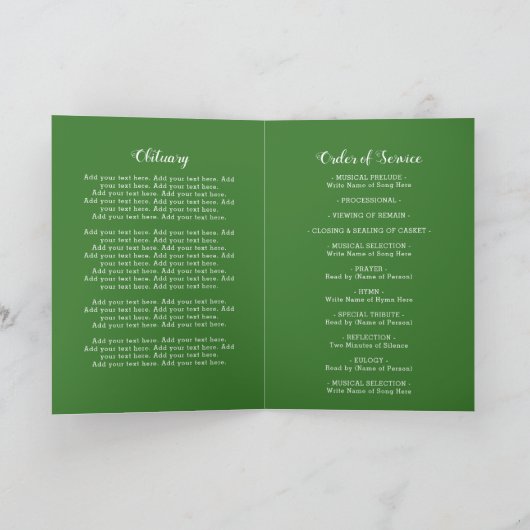 Irish Shamrock Clover Photo Funeral Programme Programma (Binnen)