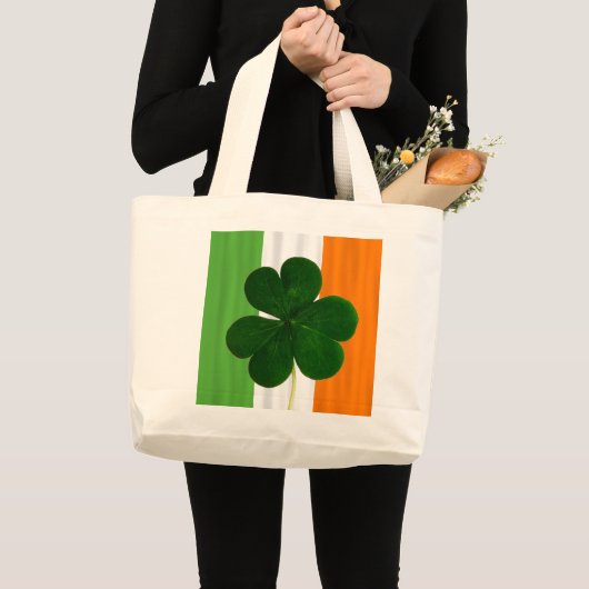 Irish Shamrock Clover St. Patrick Ireland Flag Grote Tote Bag (Voorkant (product))