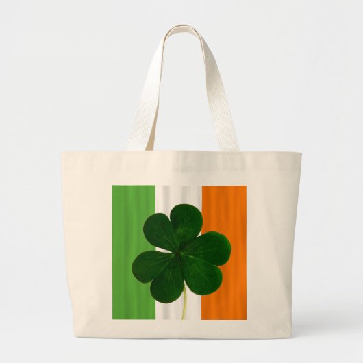 Irish Shamrock Clover St. Patrick Ireland Flag Grote Tote Bag (Voorkant)