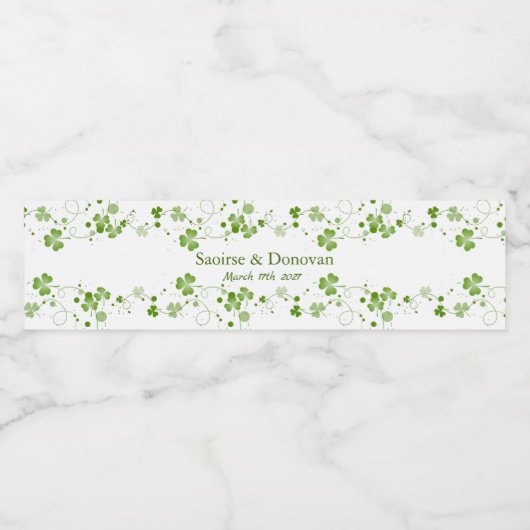 Irish Shamrock Clover Weddenschap Water Bottle Lab Waterfles Etiket (Enkel label)