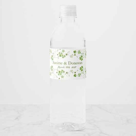 Irish Shamrock Clover Weddenschap Water Bottle Lab Waterfles Etiket (Voorkant)