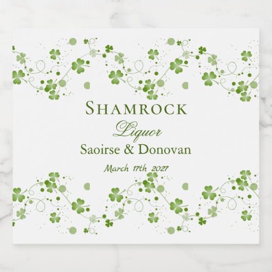 Irish Shamrock Clover Wedding Likeurfles Etiket (Enkel label)