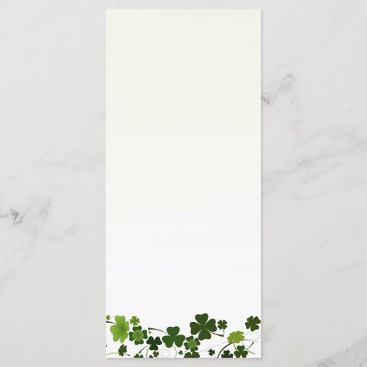Irish Shamrock (Clover) Wedding Menu (Achterkant)
