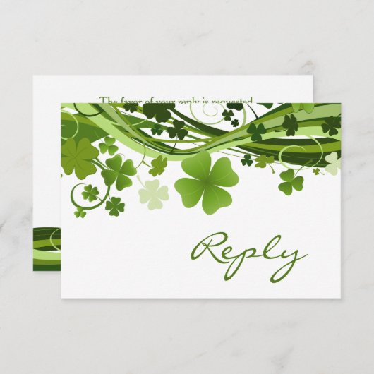 Irish Shamrock (clover) Wedding RSVP (Voorkant / Achterkant)