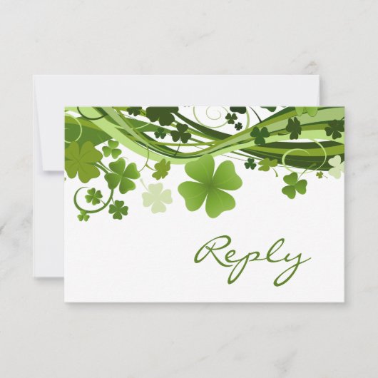 Irish Shamrock (clover) Wedding RSVP Kaartje (Voorkant)