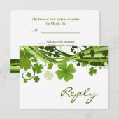 Irish Shamrock (clover) Wedding RSVP Kaartje (Voorkant / Achterkant)