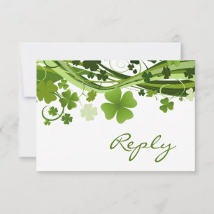 Irish Shamrock (clover) Wedding RSVP Kaartje