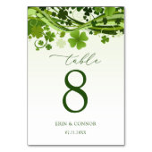 Irish Shamrock (Clover) Wedding Table Number Kaart (Voorkant)