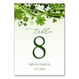 Irish Shamrock (Clover) Wedding Table Number Kaart