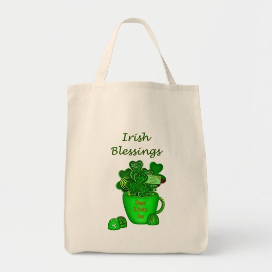 Irish Shamrock Cookie Bouquet-Grocery Tas (Voorkant)