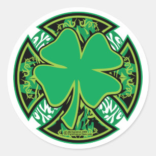 Irish Shamrock Cross Ronde Sticker
