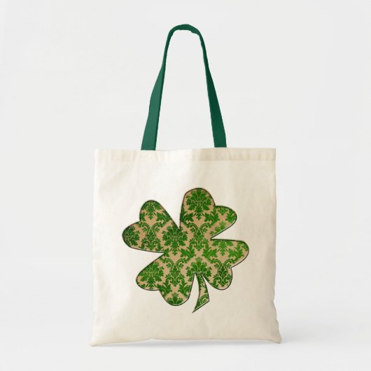 Irish Shamrock Damask Green Tote Bag (Voorkant)