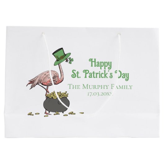 Irish Shamrock Flamingo St. Patrick’s Day Party Groot Cadeauzakje (Achterkant)