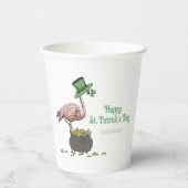 Irish Shamrock Flamingo St. Patrick’s Day Party Papieren Bekers (Voorkant)