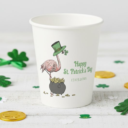 Irish Shamrock Flamingo St. Patrick’s Day Party Papieren Bekers