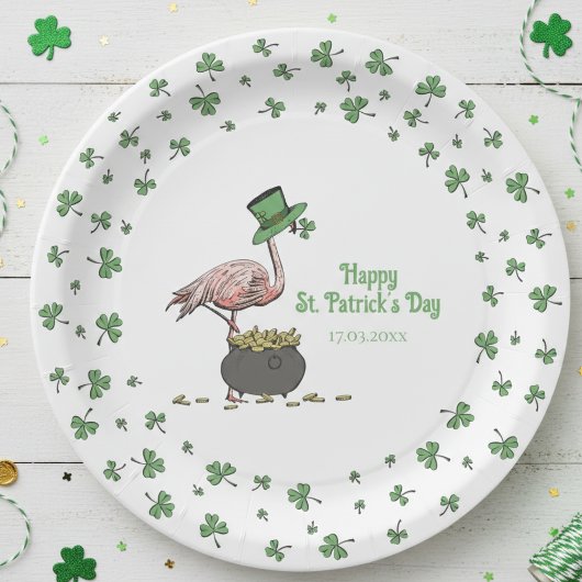 Irish Shamrock Flamingo St. Patrick’s Day Party Papieren Bordje