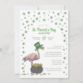 Irish Shamrock Flamingo St Patrick's Day Party Kaart (Voorkant)